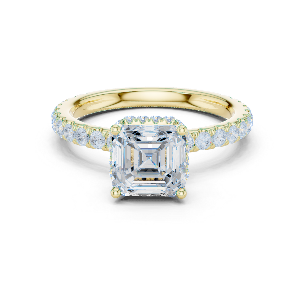 Asscher Cut Double Halo Pavé Engagement Ring