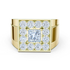 2.32 CT Princess Cut Halo Diamond Men's Ring