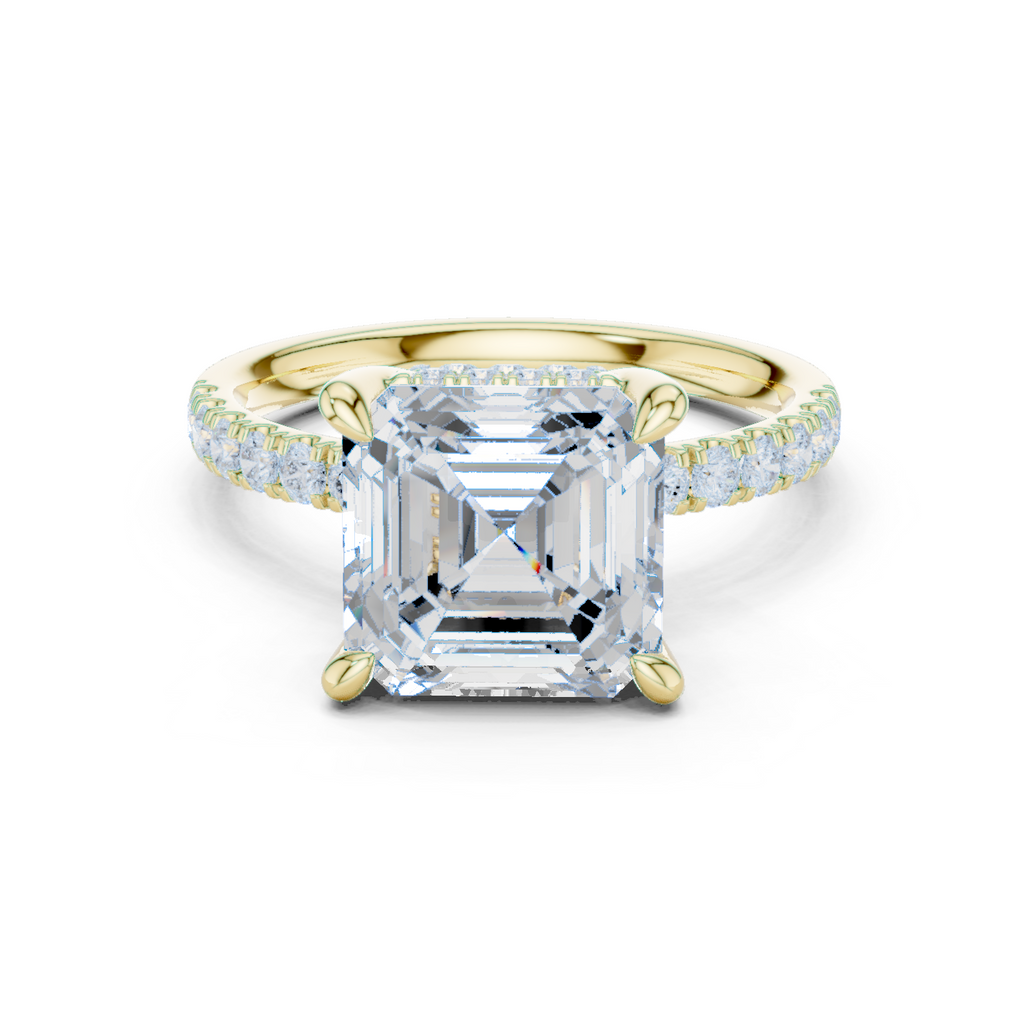 Asscher Cut Hidden Halo Diamond Engagement Ring