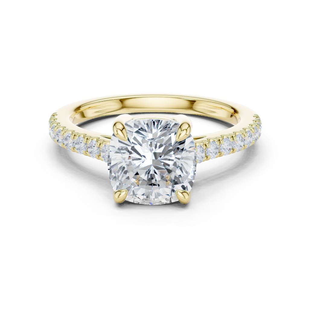Cushion Cut Pavé Diamond Engagement Ring