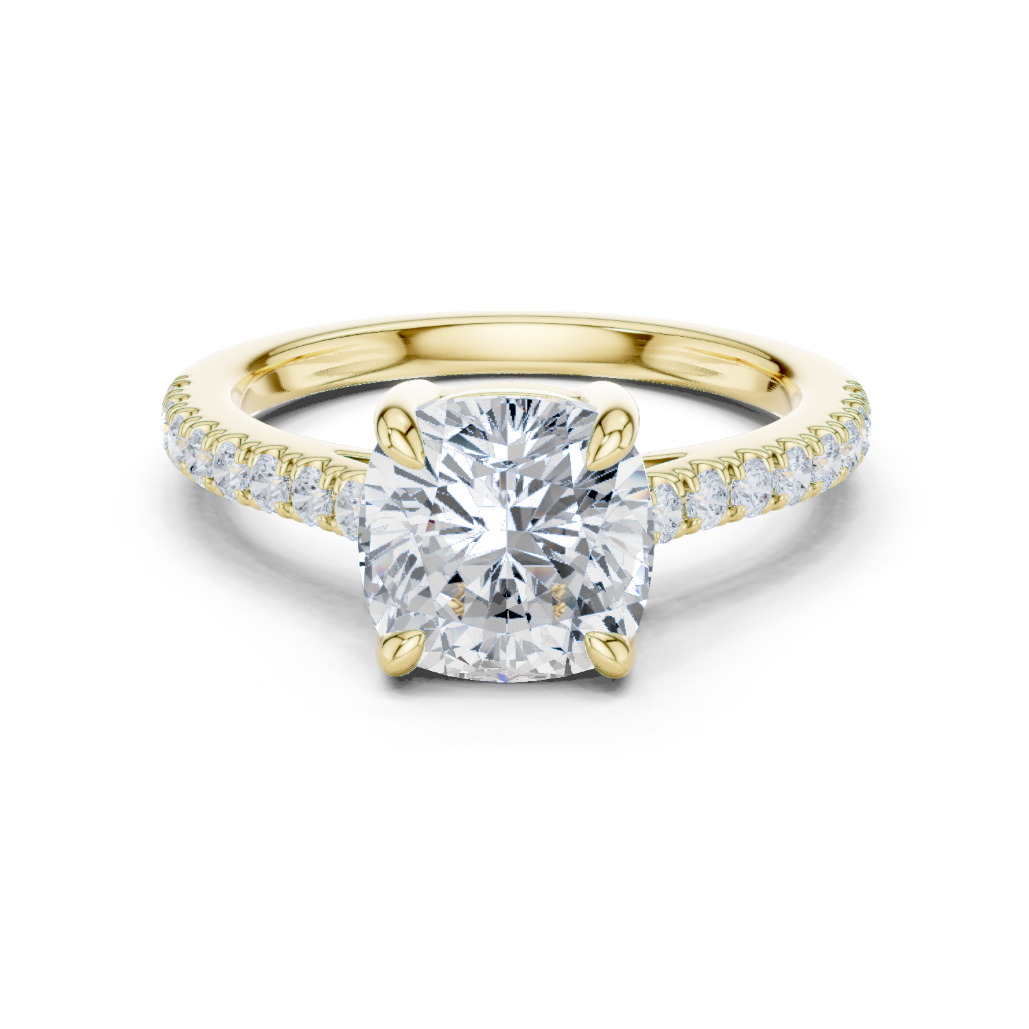 Cushion Cut Pavé Diamond Engagement Ring