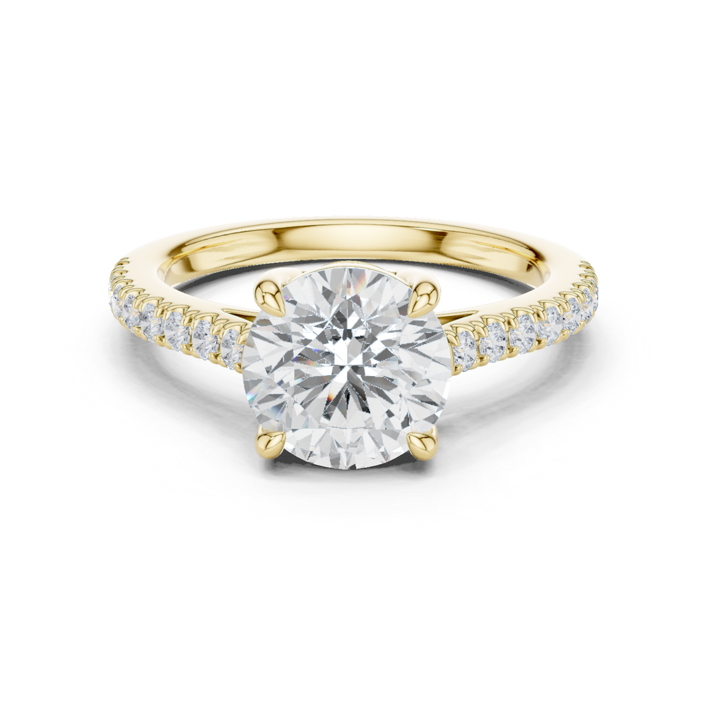 Round Cut Pavé Diamond Engagement Ring