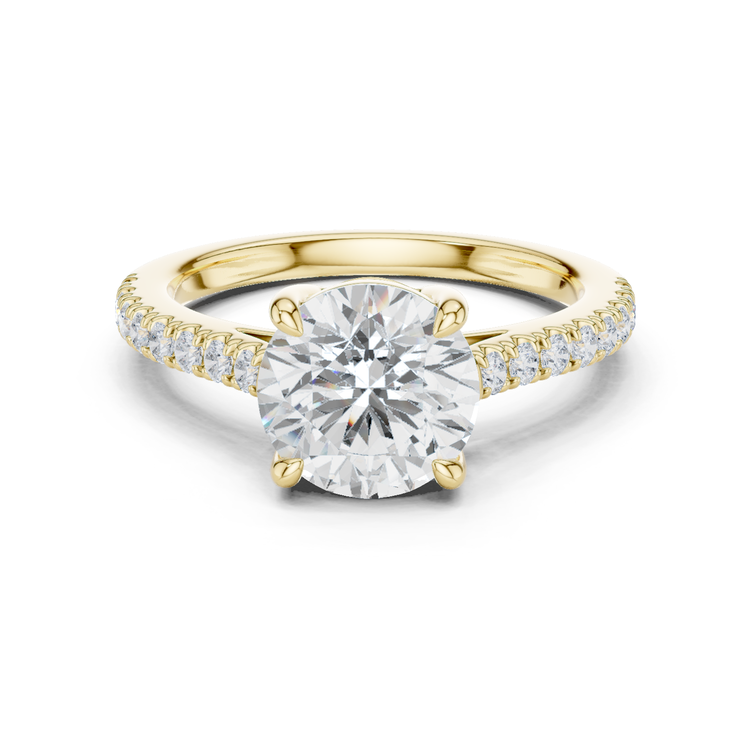 Round Cut Pavé Diamond Engagement Ring