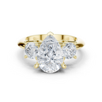 Pear Three Stone Diamond Engagement Ring with Round Side Stones