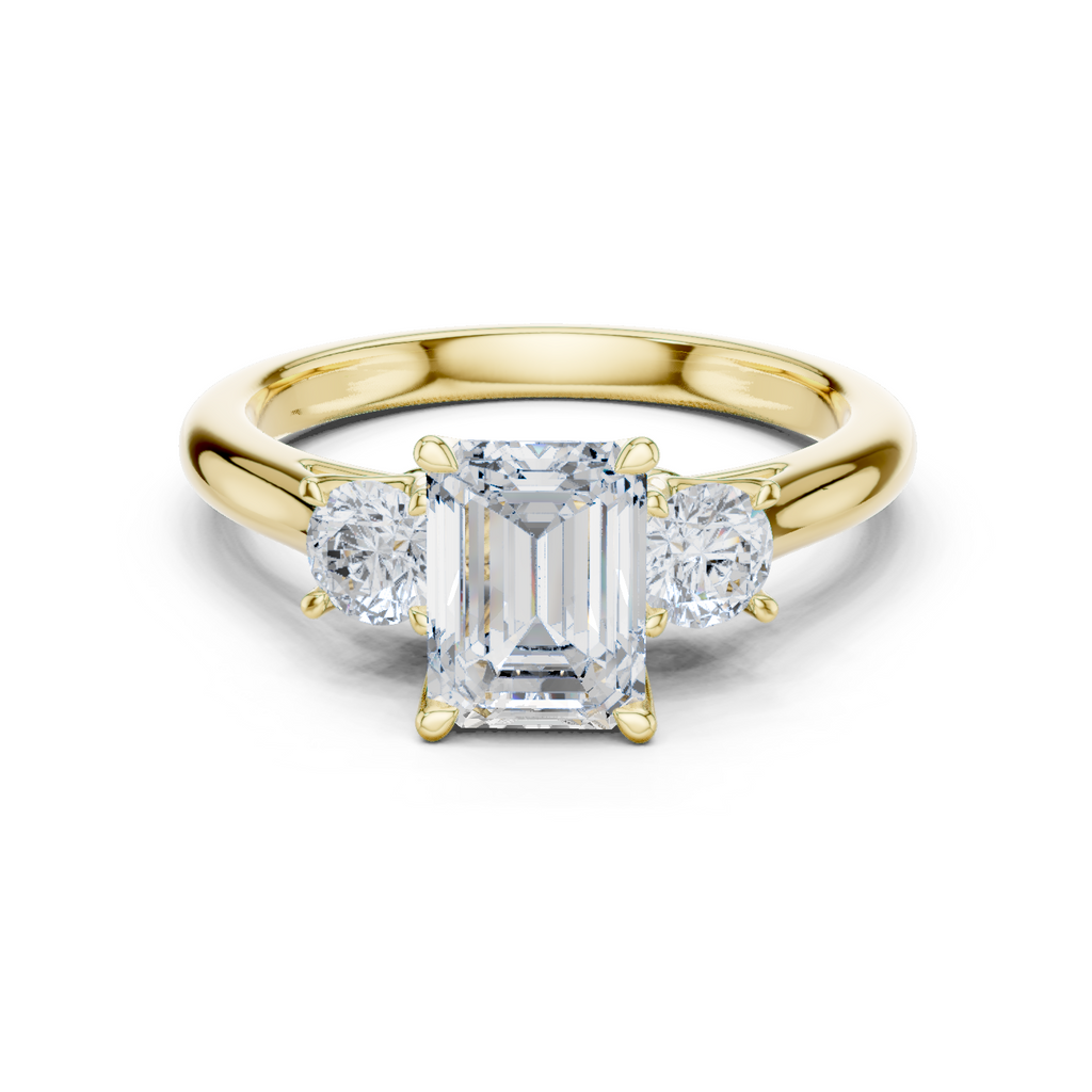 Emerald Cut Three Stone Diamond Engagement Ring