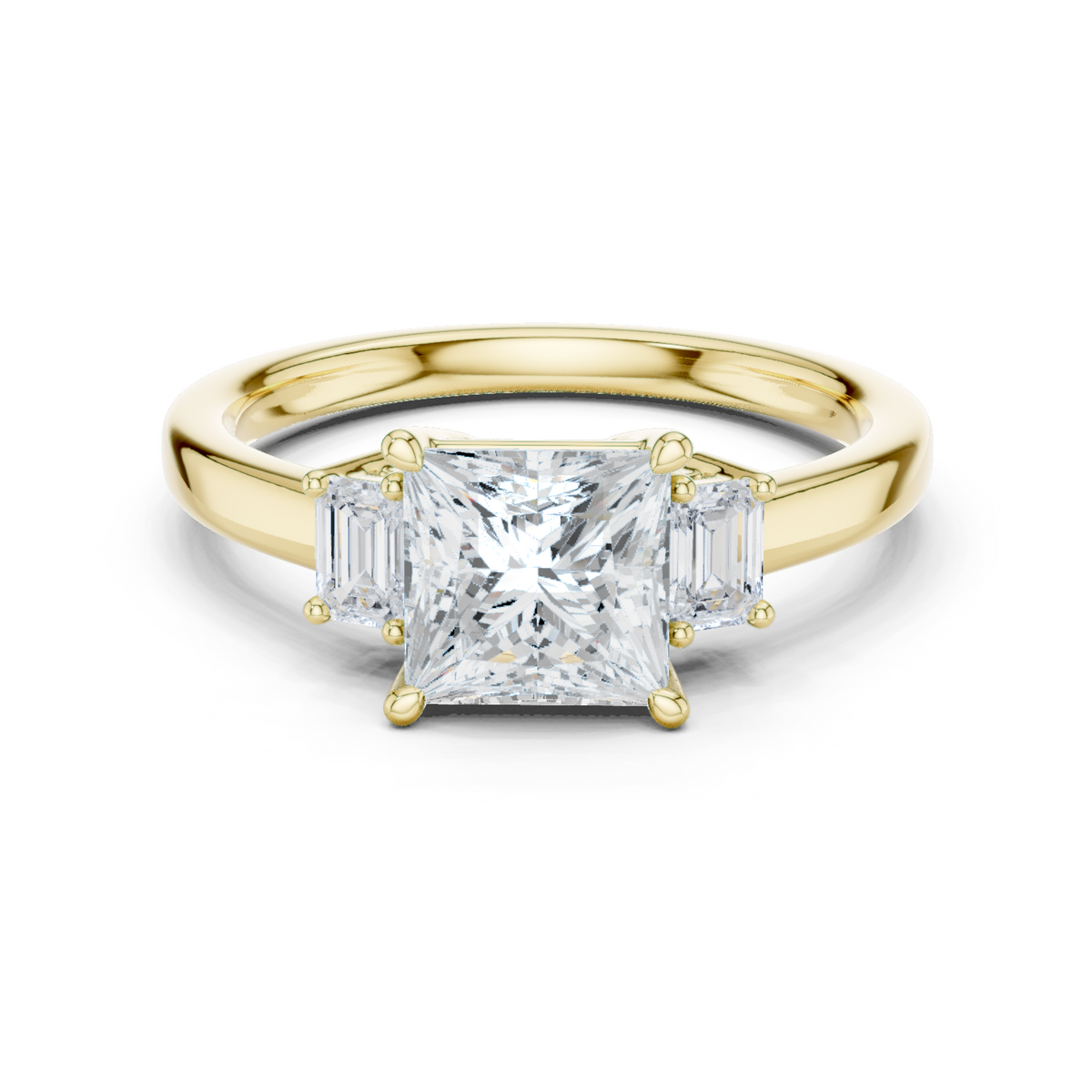 Princess Cut Three Stone Lab Grown Diamond Engagement Ring – Style DDLR-0.38-PE-1 – view 9 of 12 | Jewelix Atelier