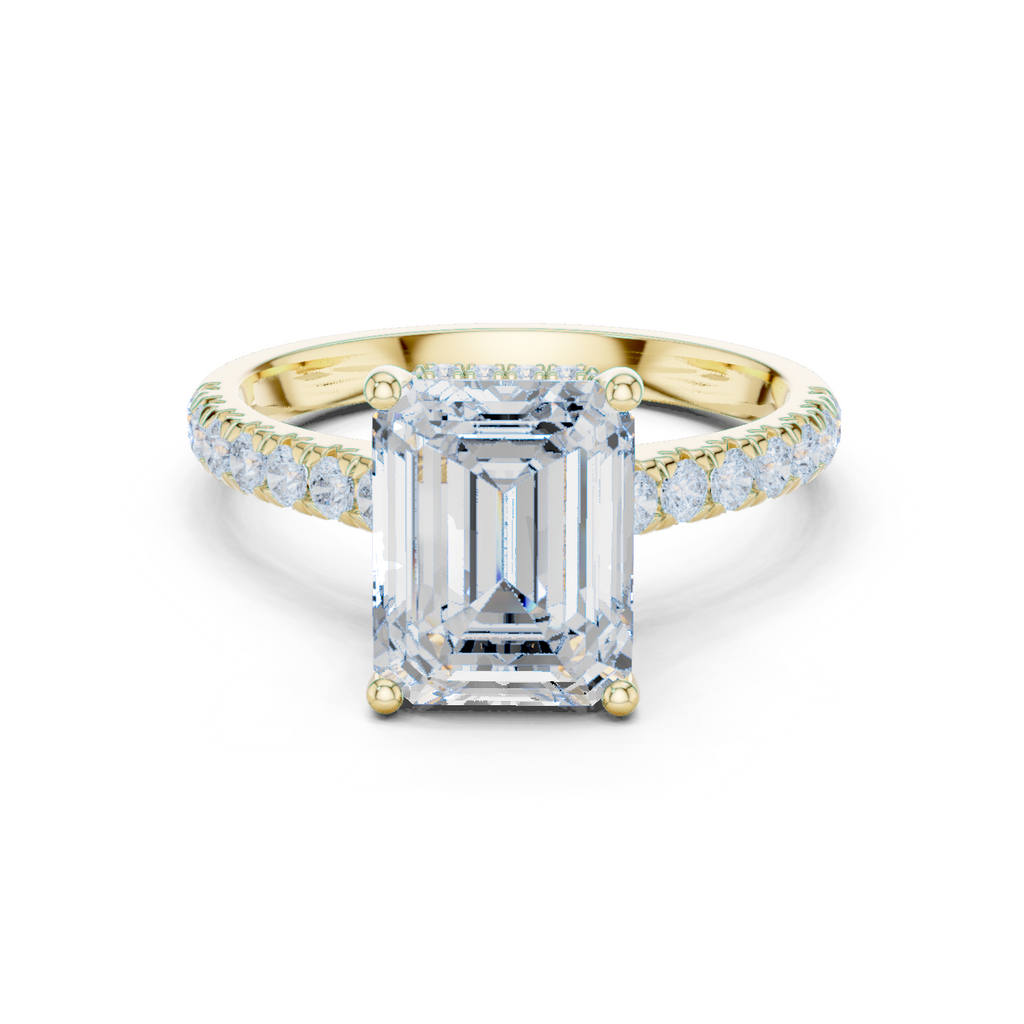 Emerald Cut Hidden Halo Diamond Engagement Ring