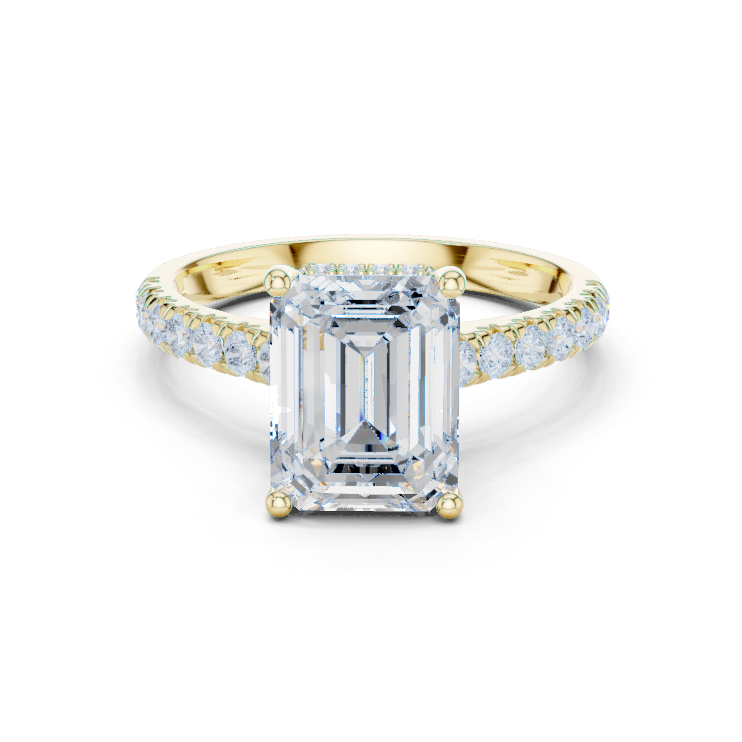 Emerald Cut Hidden Halo Diamond Engagement Ring