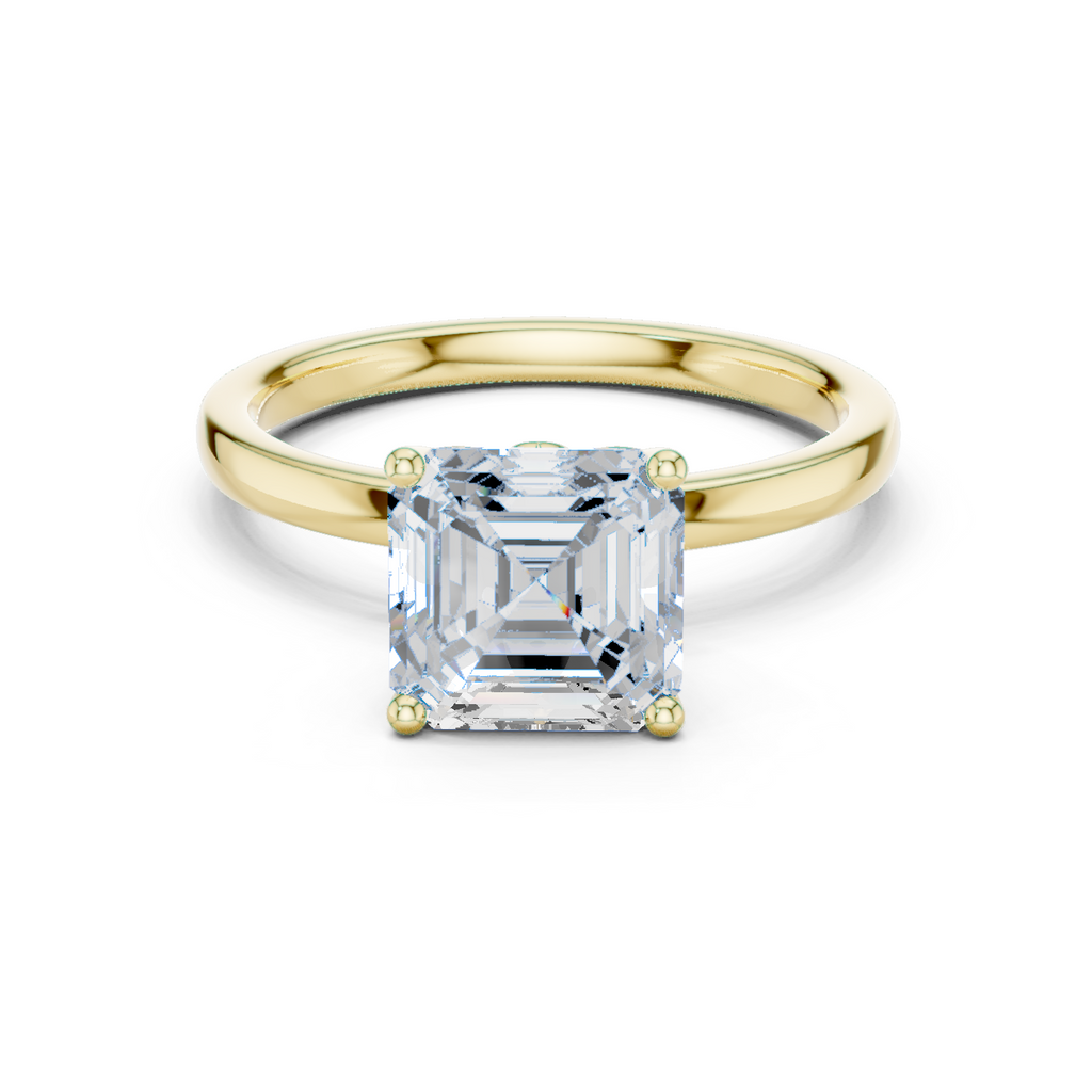 Asscher Cut Solitaire Engagement Ring with Hidden Halo Gallery