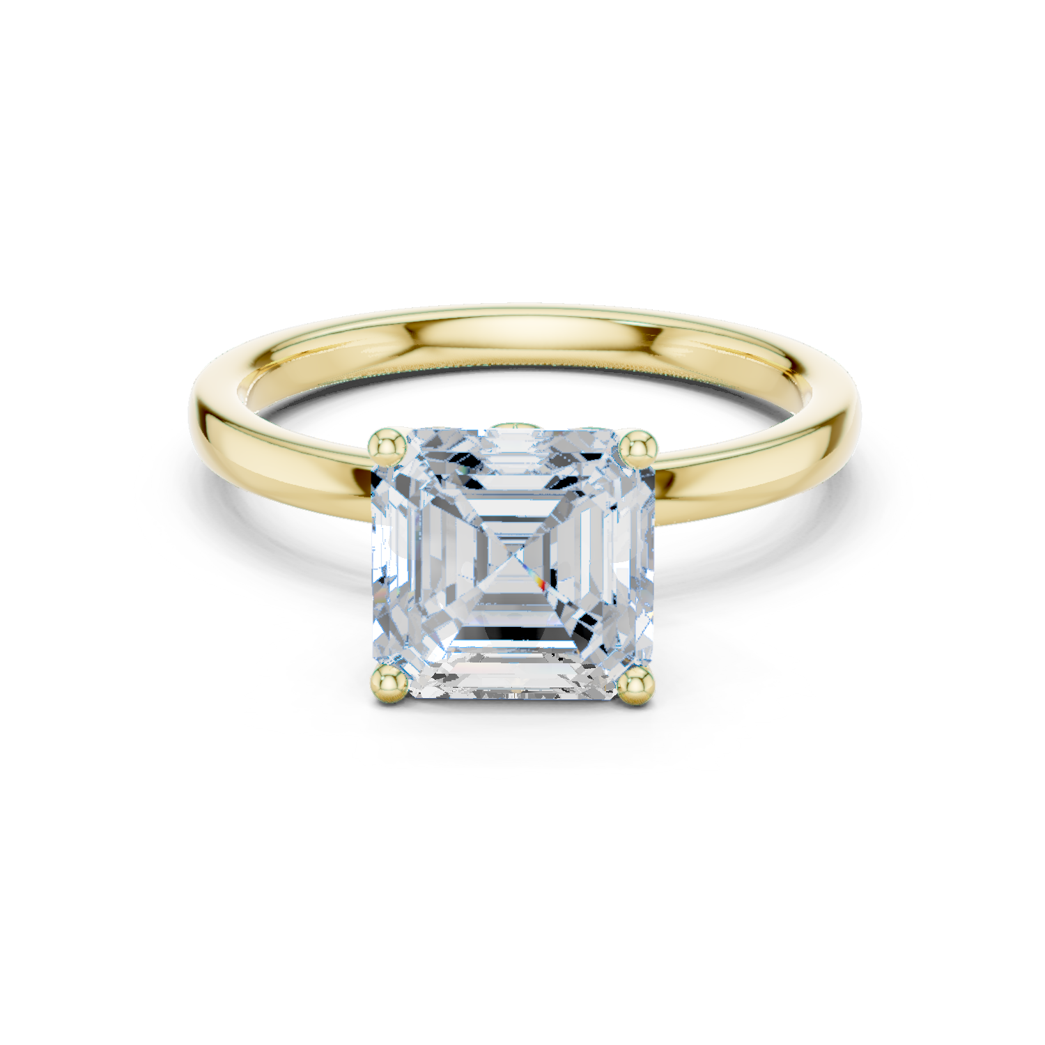Asscher Cut Solitaire Engagement Ring with Hidden Halo Gallery