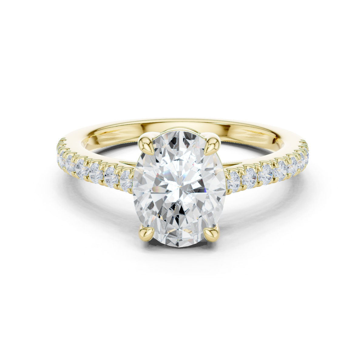 Oval Cut Pavé Diamond with Cathedral Setting Engagement Ring – view 9 of 12, lab grown diamond ring | Jewelix Atelier