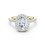 Vintage Oval Diamond Halo Engagement Ring with Pavé Band