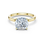 Cushion Cut Solitaire Engagement Ring with Hidden Halo Basket