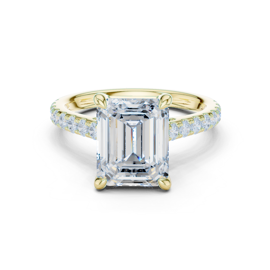 Emerald Cut Hidden Halo Diamond Engagement Ring