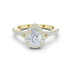 Pear Cut Halo Engagement Ring with Pavé Diamond Band