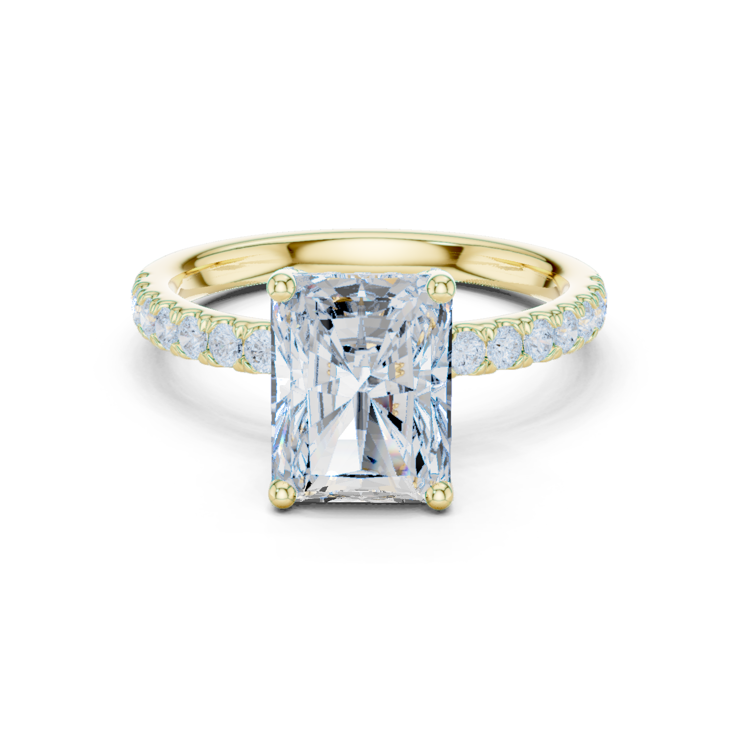 Radiant Cut Hidden Halo Pavé Engagement Ring