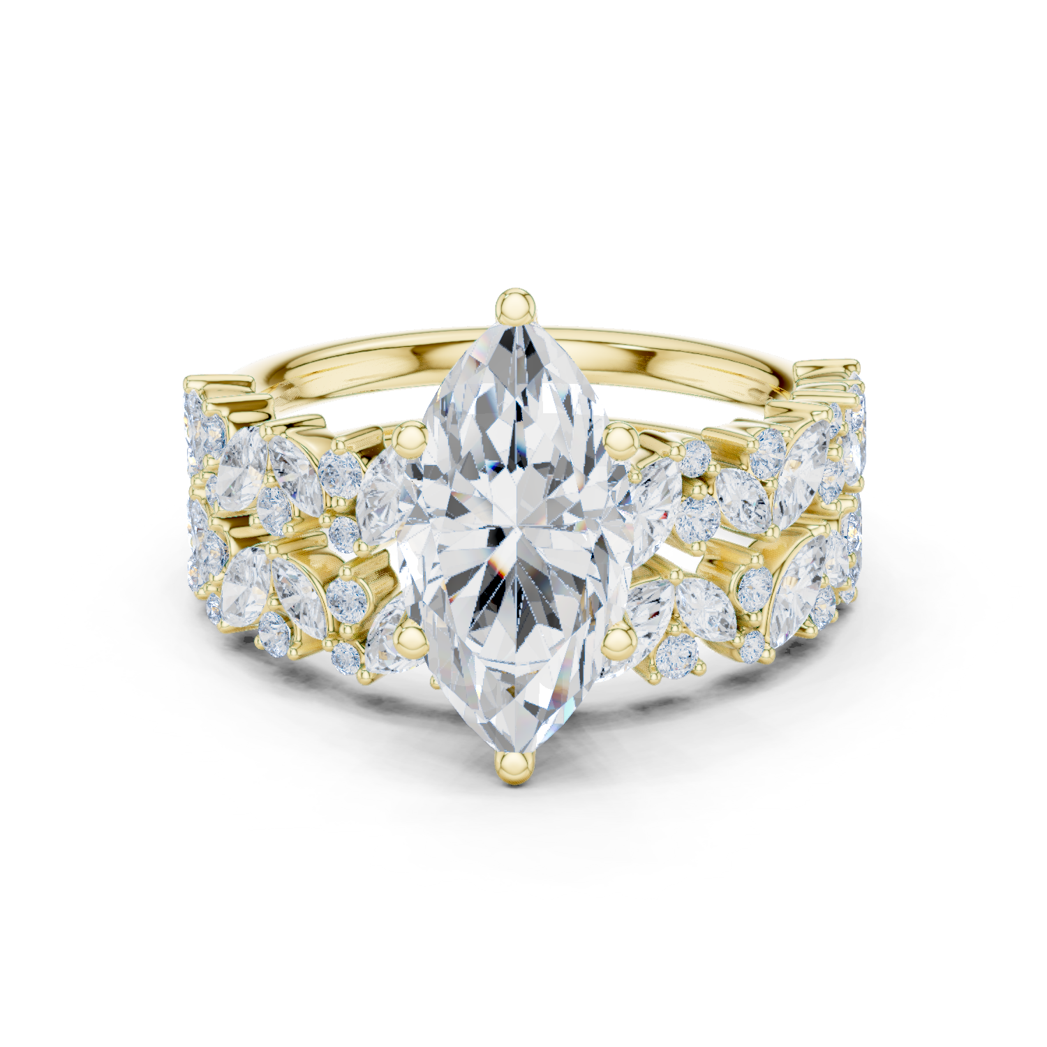 Marquise Cut Multi-Row Diamond Statement Ring
