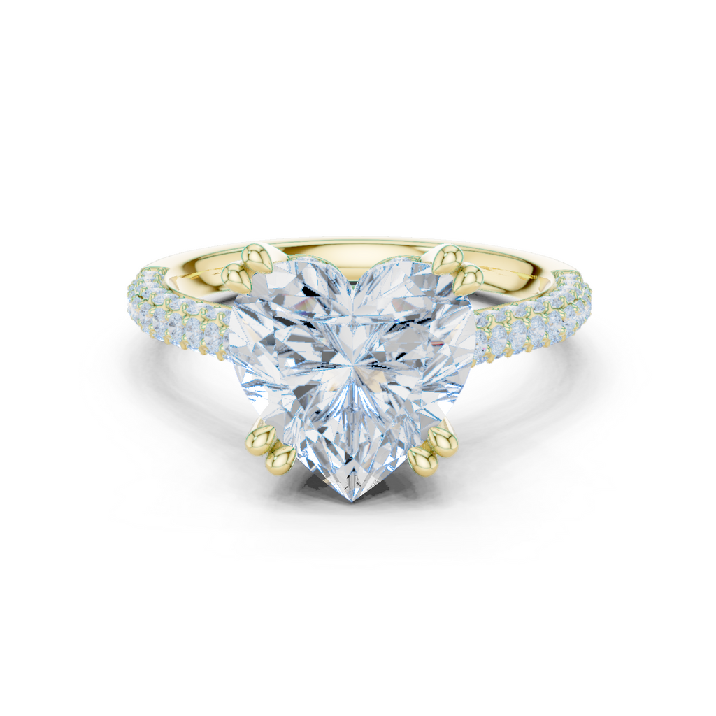 Heart Cut Hidden Halo Double Pavé Diamond Engagement Ring