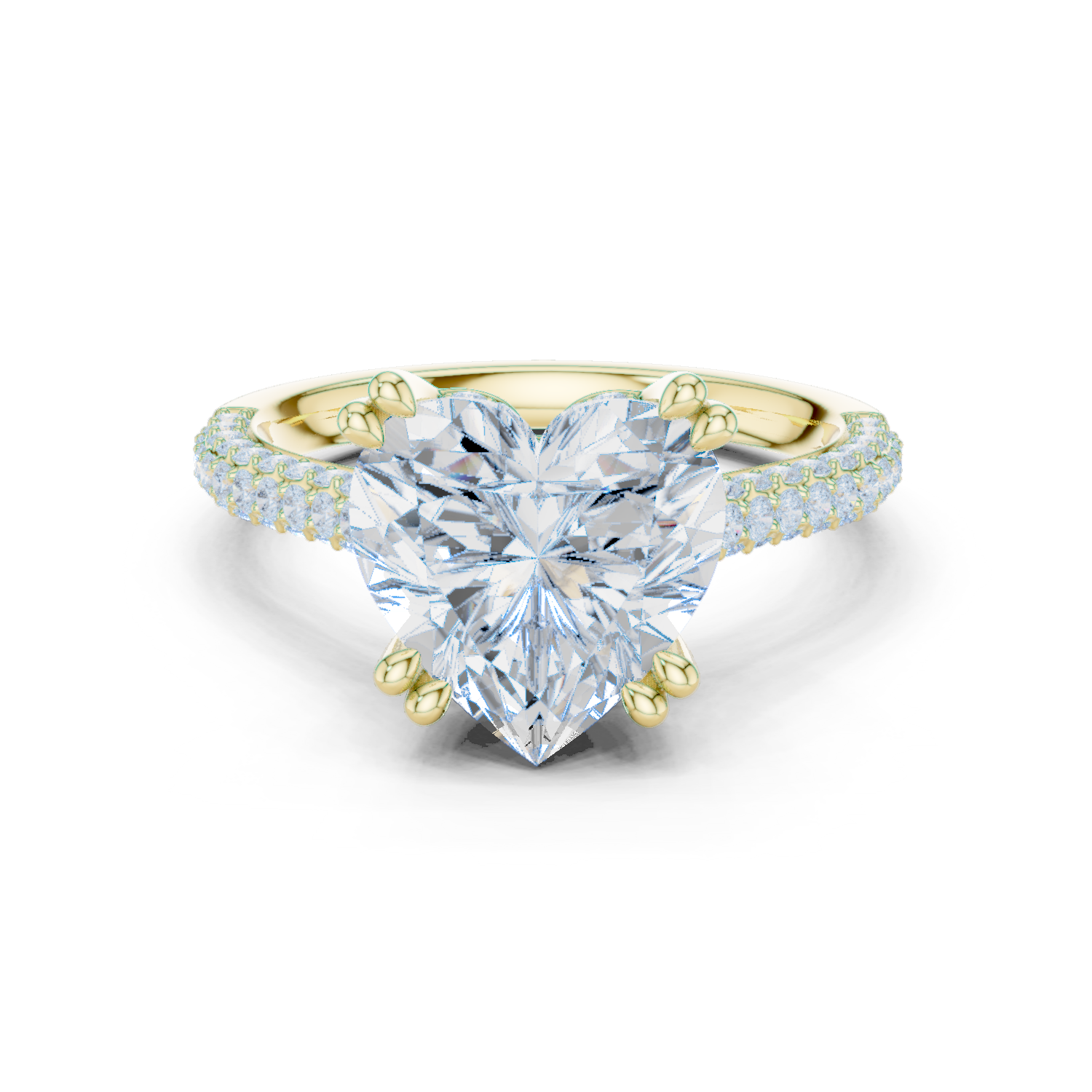 Heart Cut Hidden Halo Double Pavé Diamond Engagement Ring