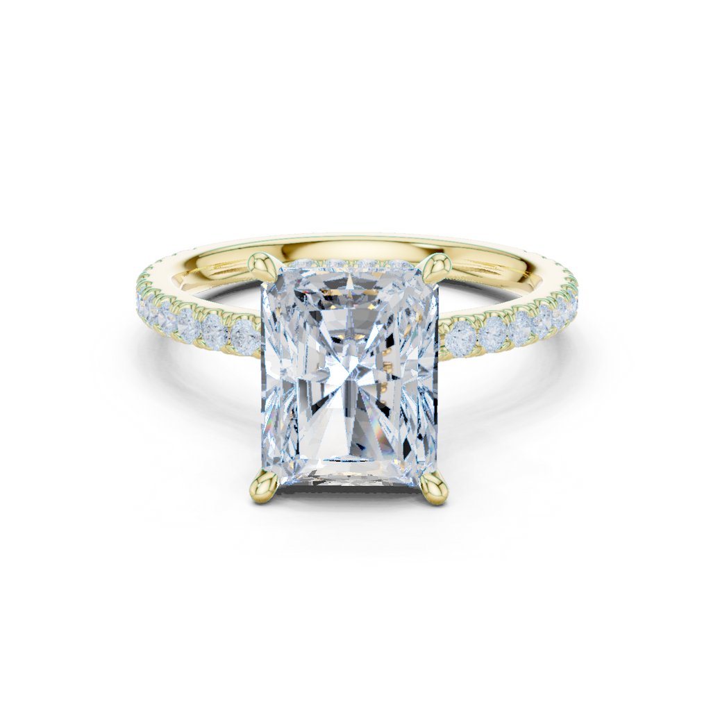 Radiant Cut Diamond Hidden Halo Pavé Engagement Ring