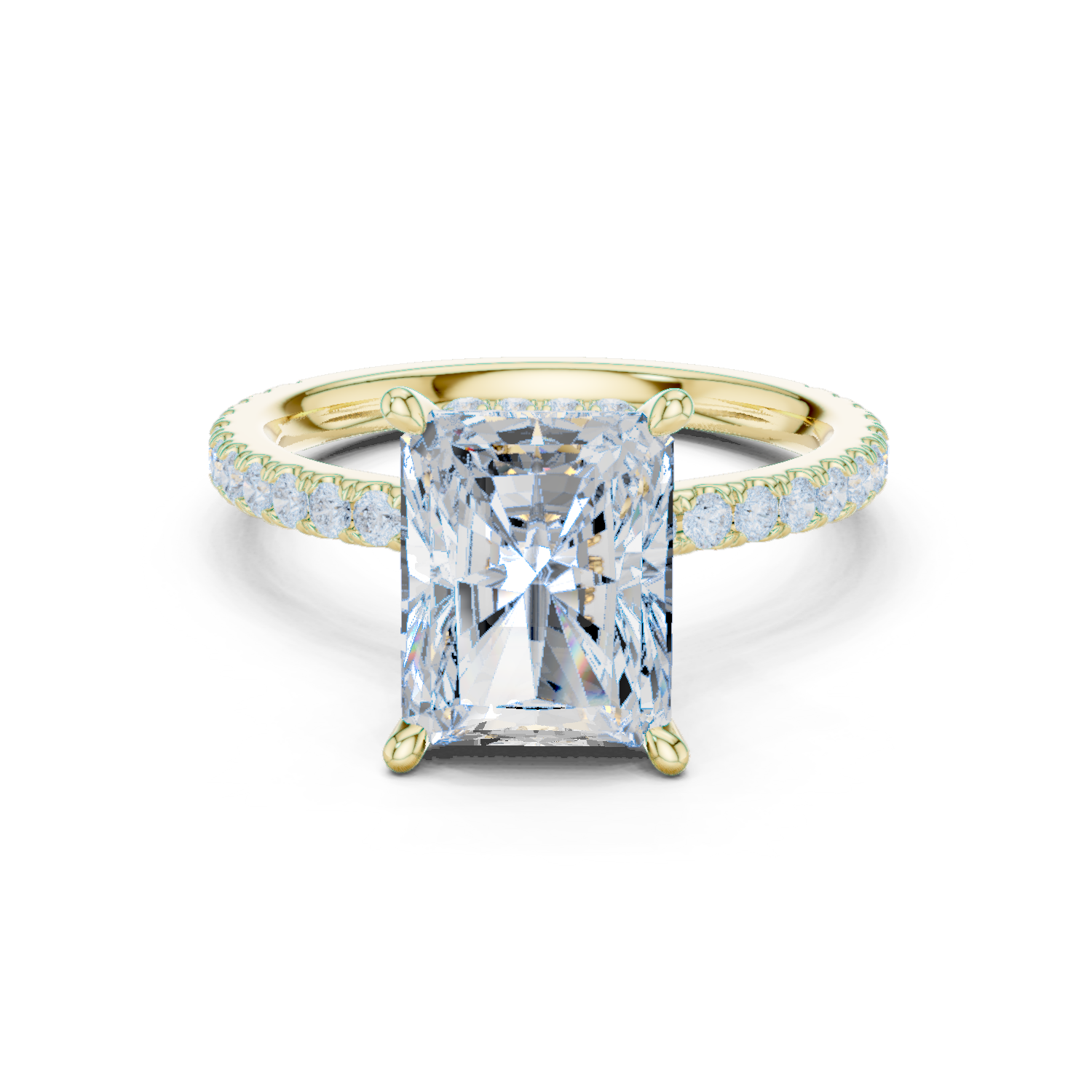 Radiant Cut Diamond Hidden Halo Pavé Engagement Ring