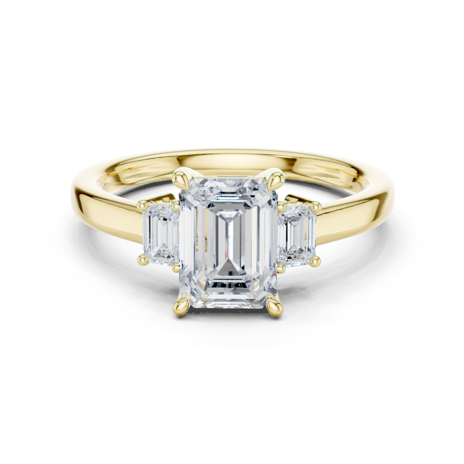 Emerald Cut Three Stone Diamond Engagement Ring
