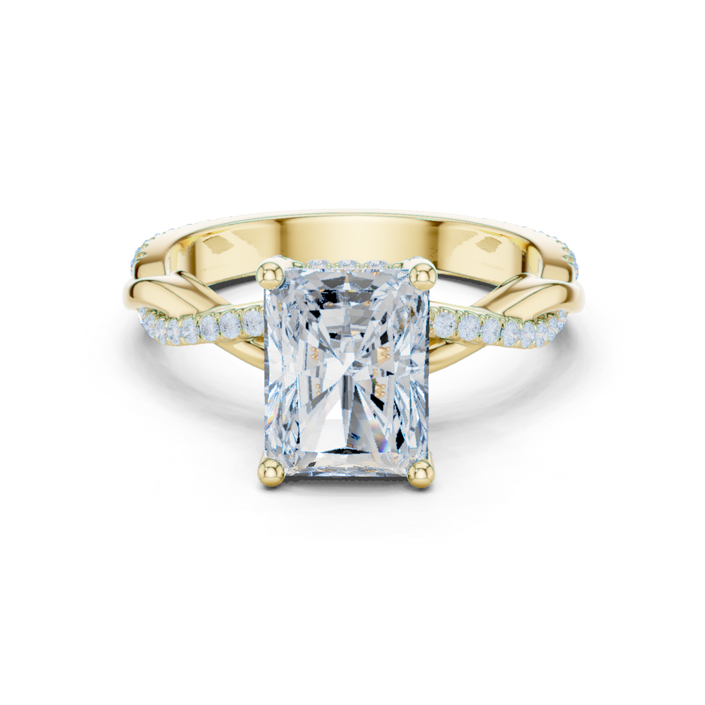 Radiant Cut Twisted Pave Diamond Engagement Ring