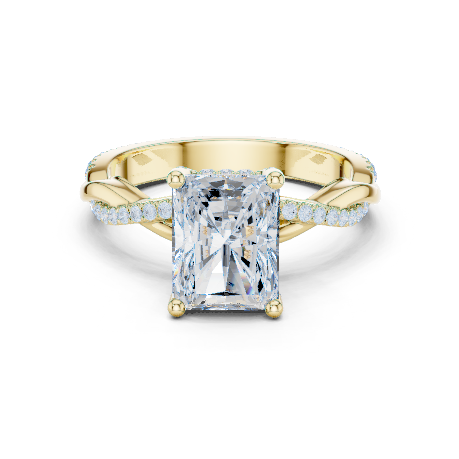 Radiant Cut Twisted Pave Diamond Engagement Ring