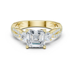 Asscher Cut Three Stone Twisted Pavé Diamond Engagement Ring