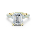 Emerald Cut Hidden Halo Double Pavé Diamond Engagement Ring