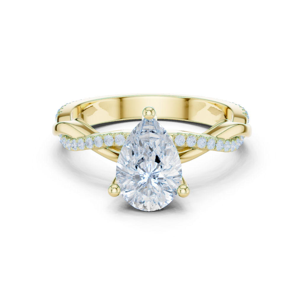 Pear Cut Twisted Pave Diamond Engagement Ring