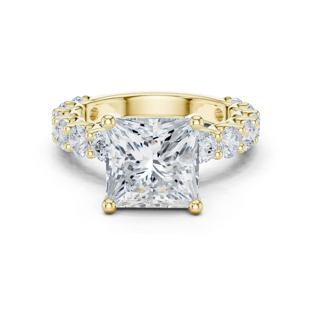 Princess Cut Diamond Eternity Engagement Ring with Shared Prong Band