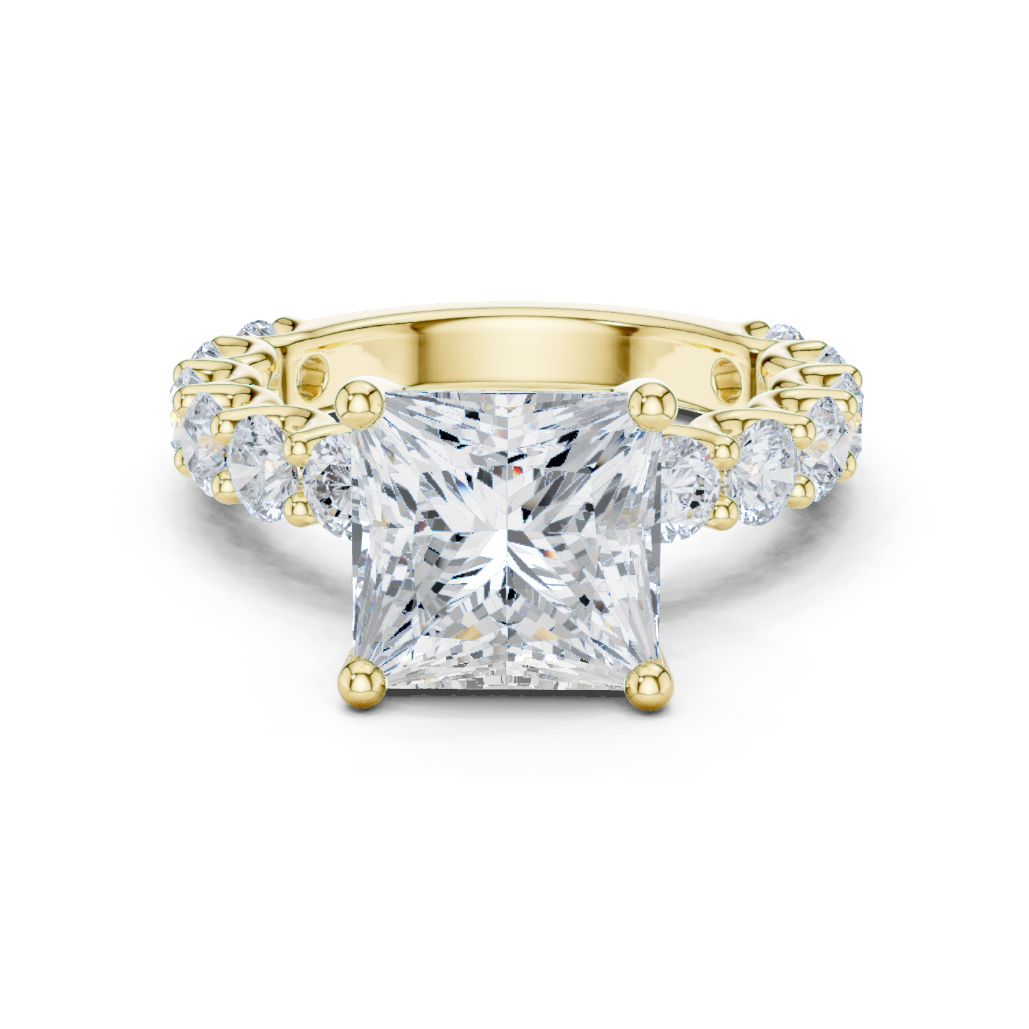 Princess Cut Diamond Eternity Engagement Ring with Shared Prong Band