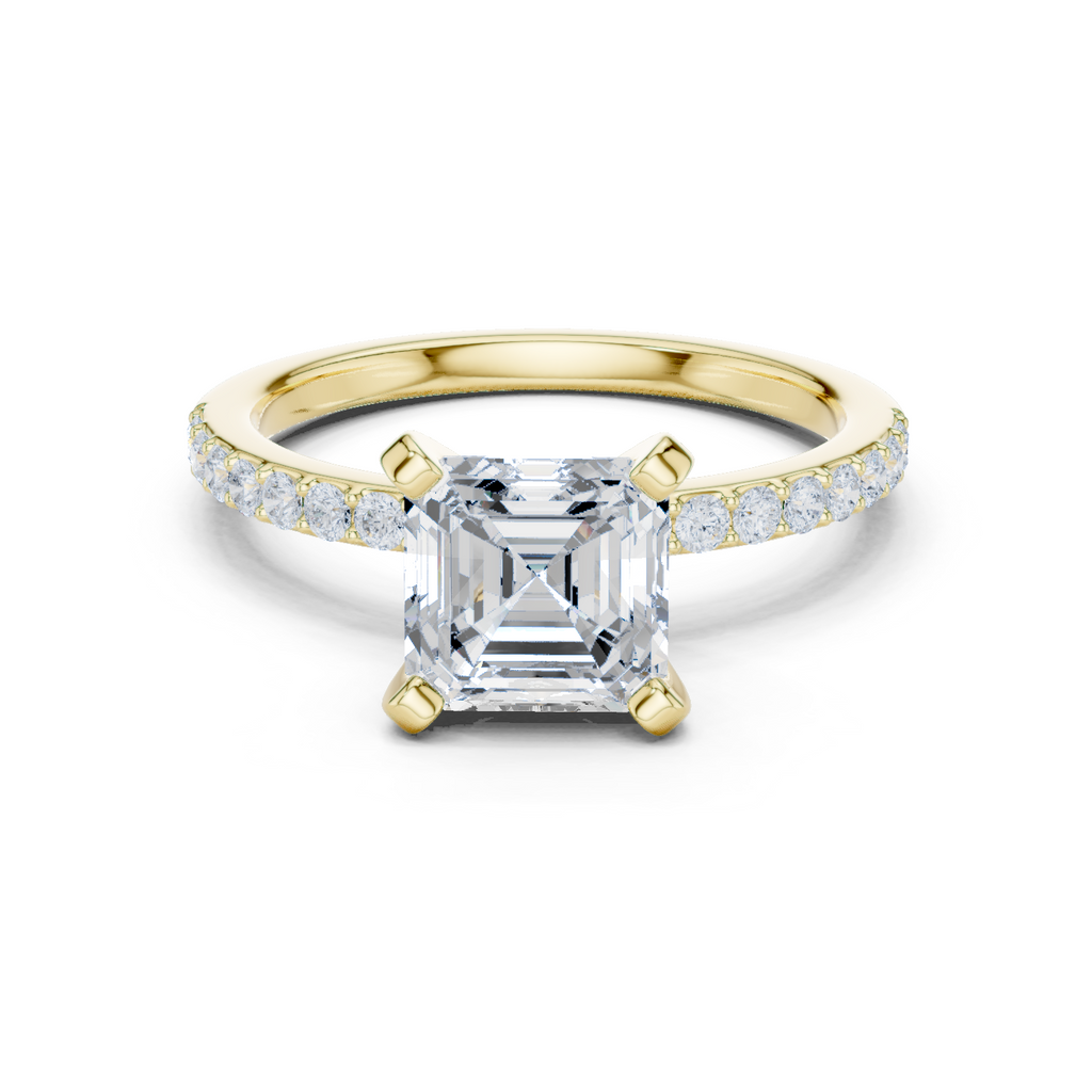 Asscher Cut Pavé Diamond Engagement Ring
