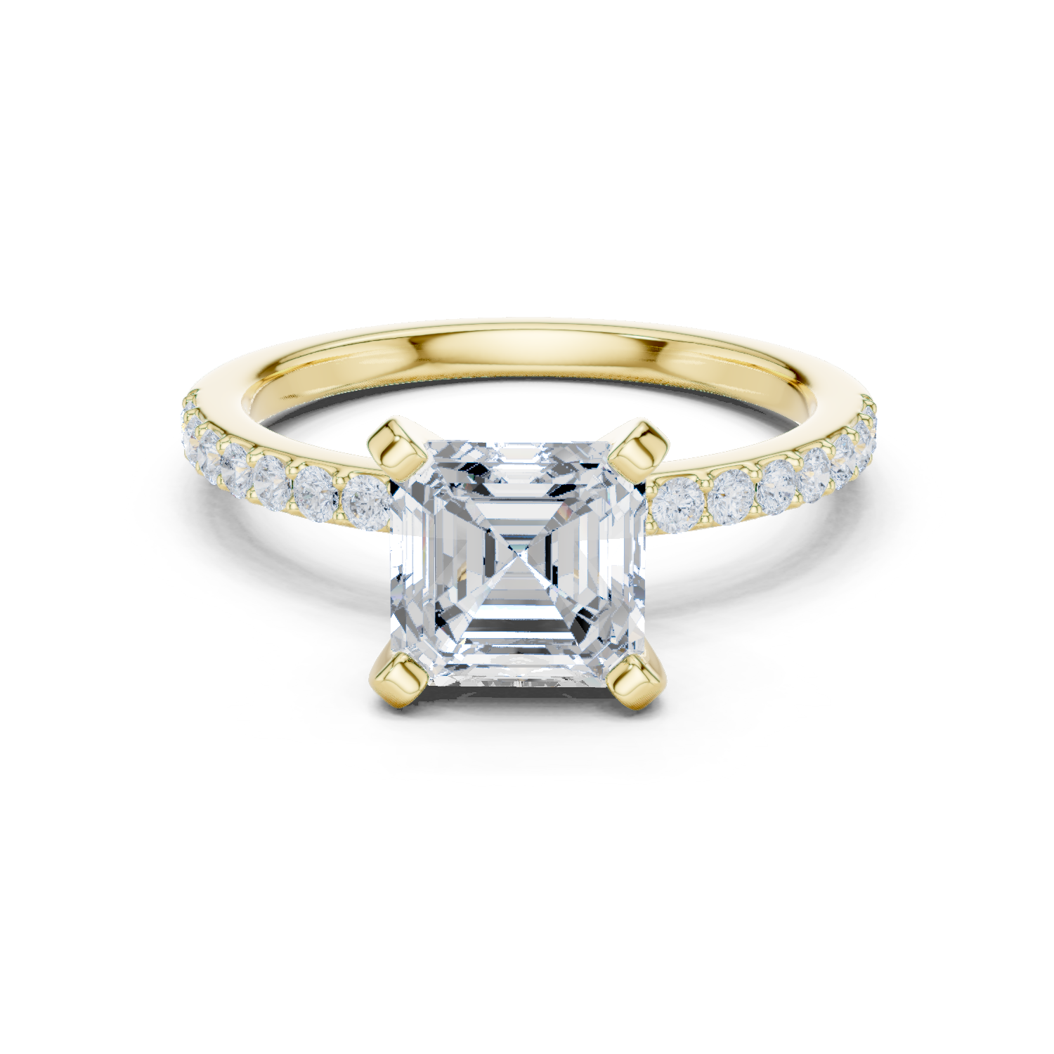 Asscher Cut Pavé Diamond Engagement Ring