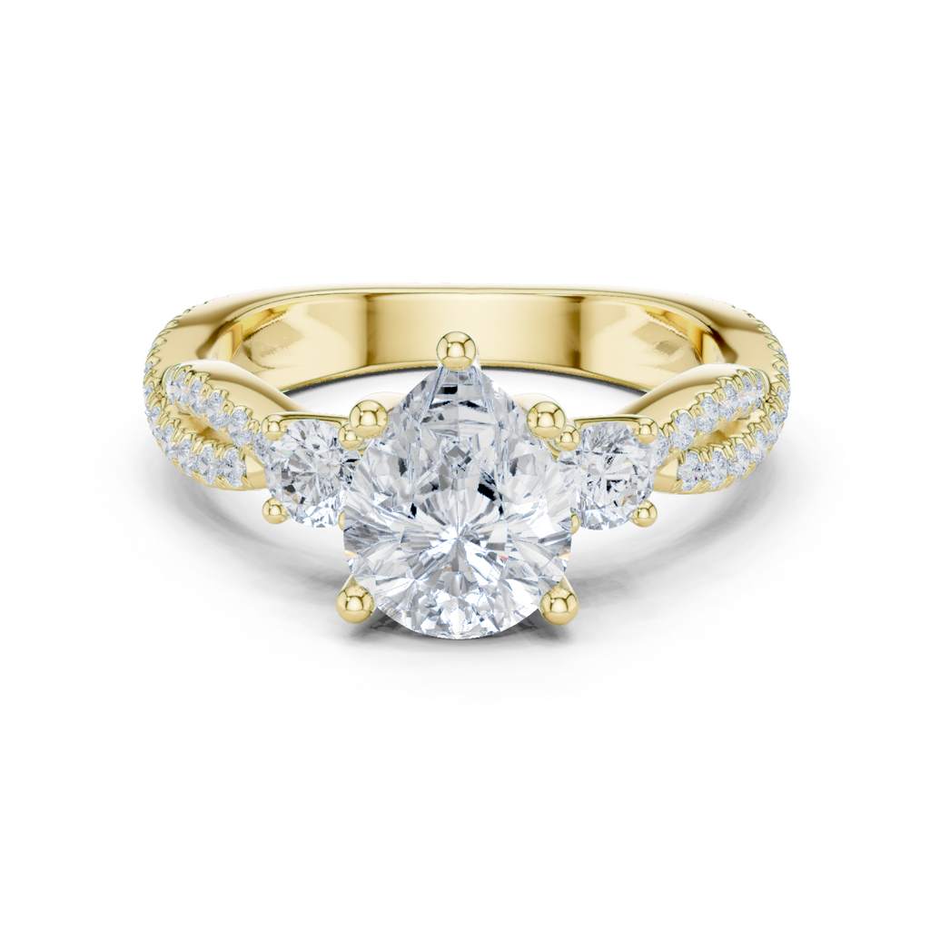 Pear Diamond Twisted Pavé Engagement Ring