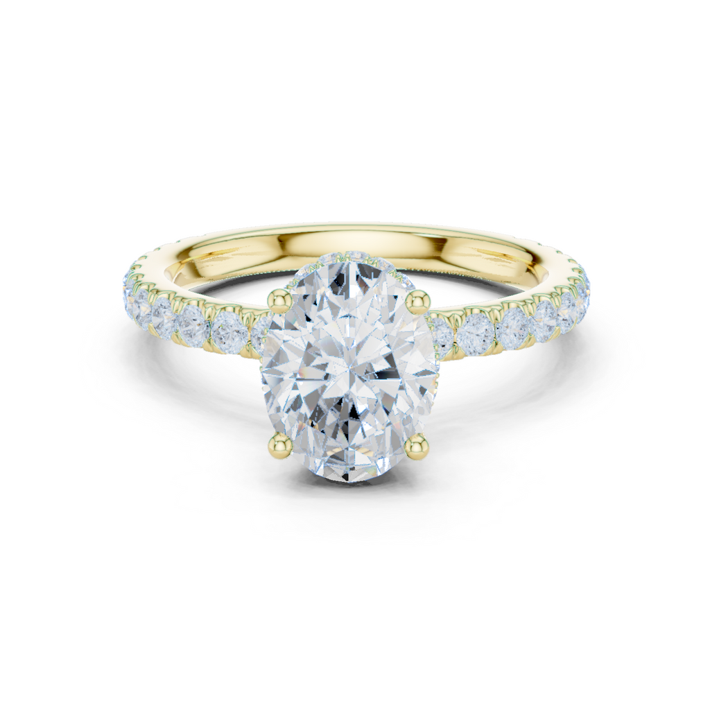 Oval Cut Hidden Halo Diamond Engagement Ring