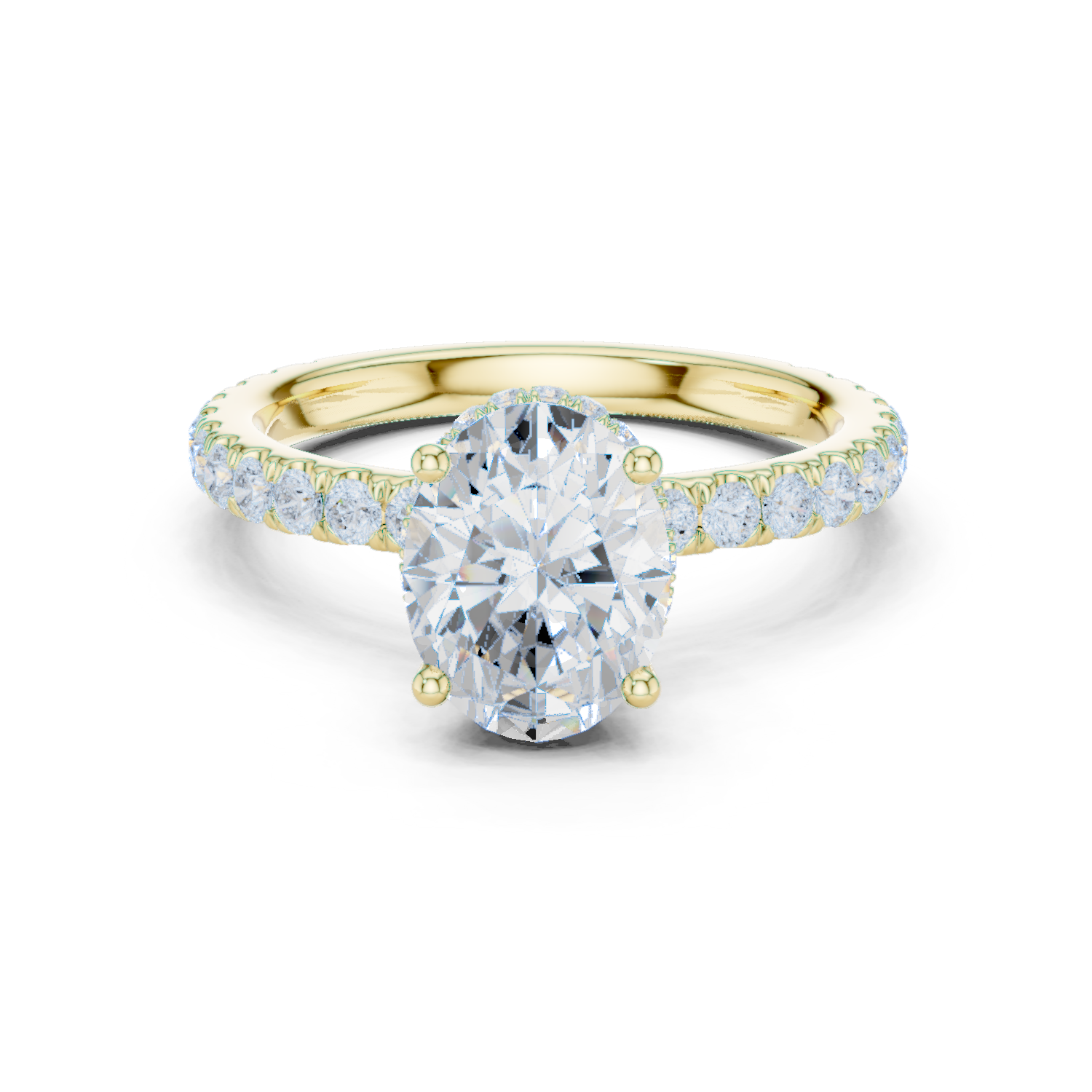 Oval Cut Hidden Halo Diamond Engagement Ring