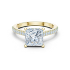 Princess Cut Diamond Pavé Engagement Ring with Hidden Halo