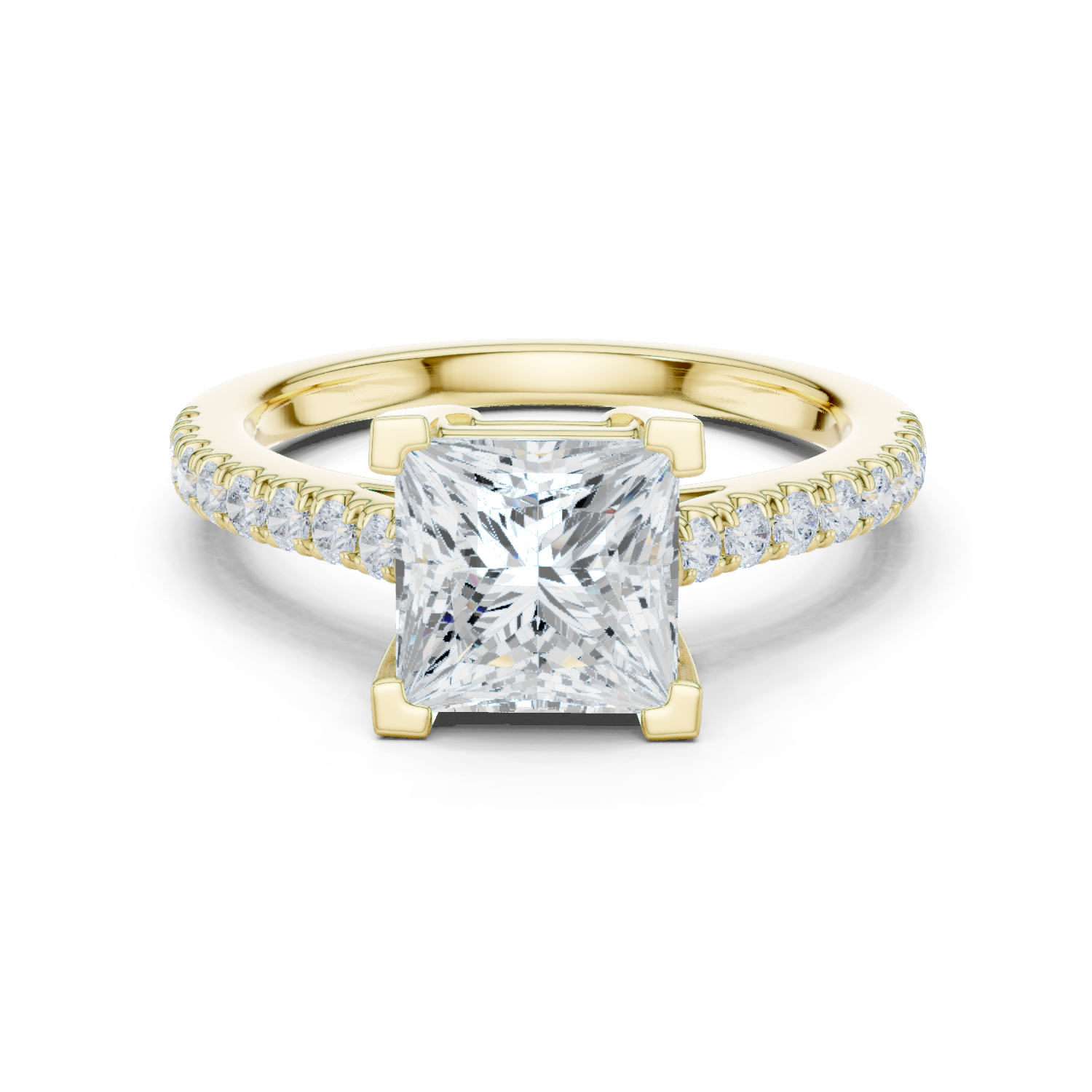 Princess Cut Pavé Diamond Engagement Ring