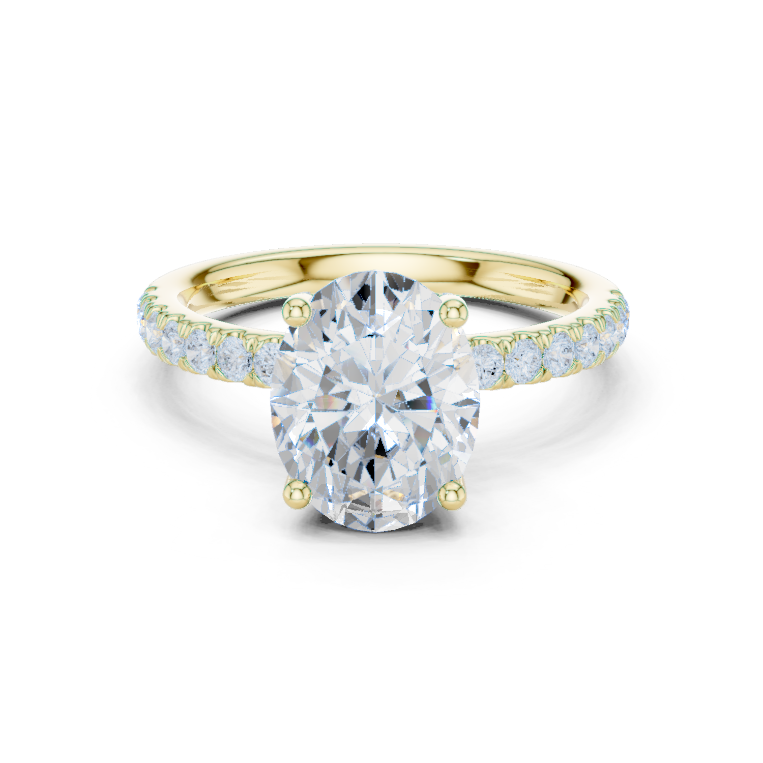 Oval Cut Hidden Halo Pavé Engagement Ring
