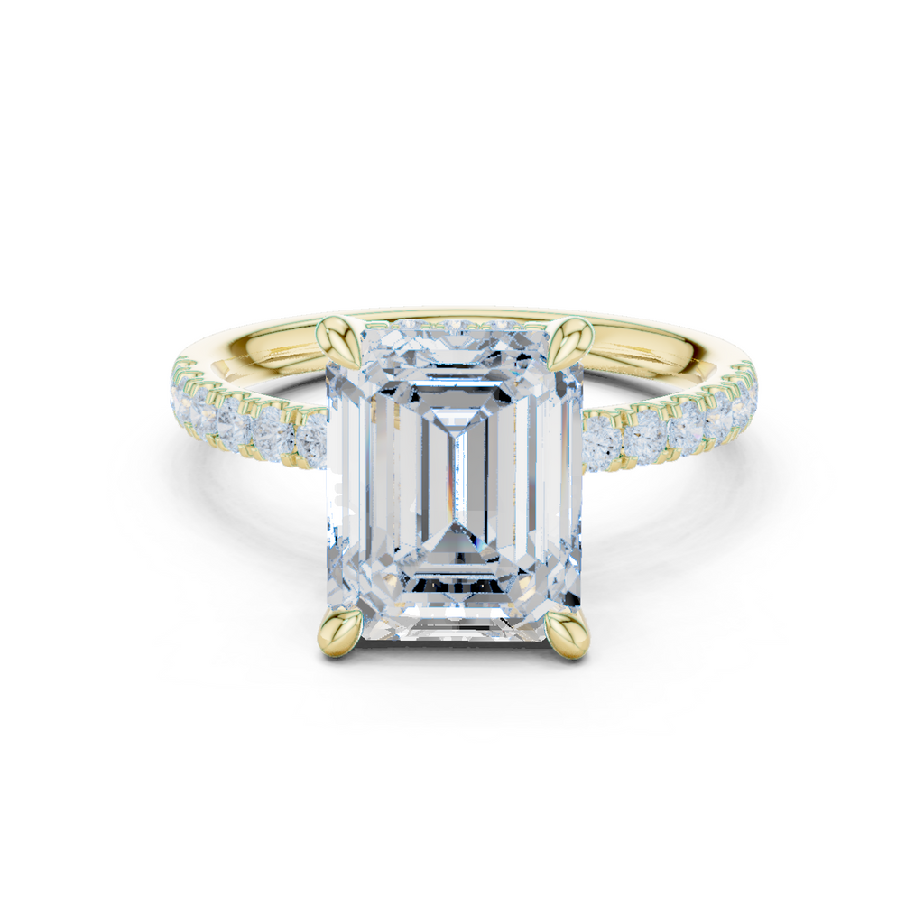 Emerald Cut Hidden Halo Diamond Engagement Ring