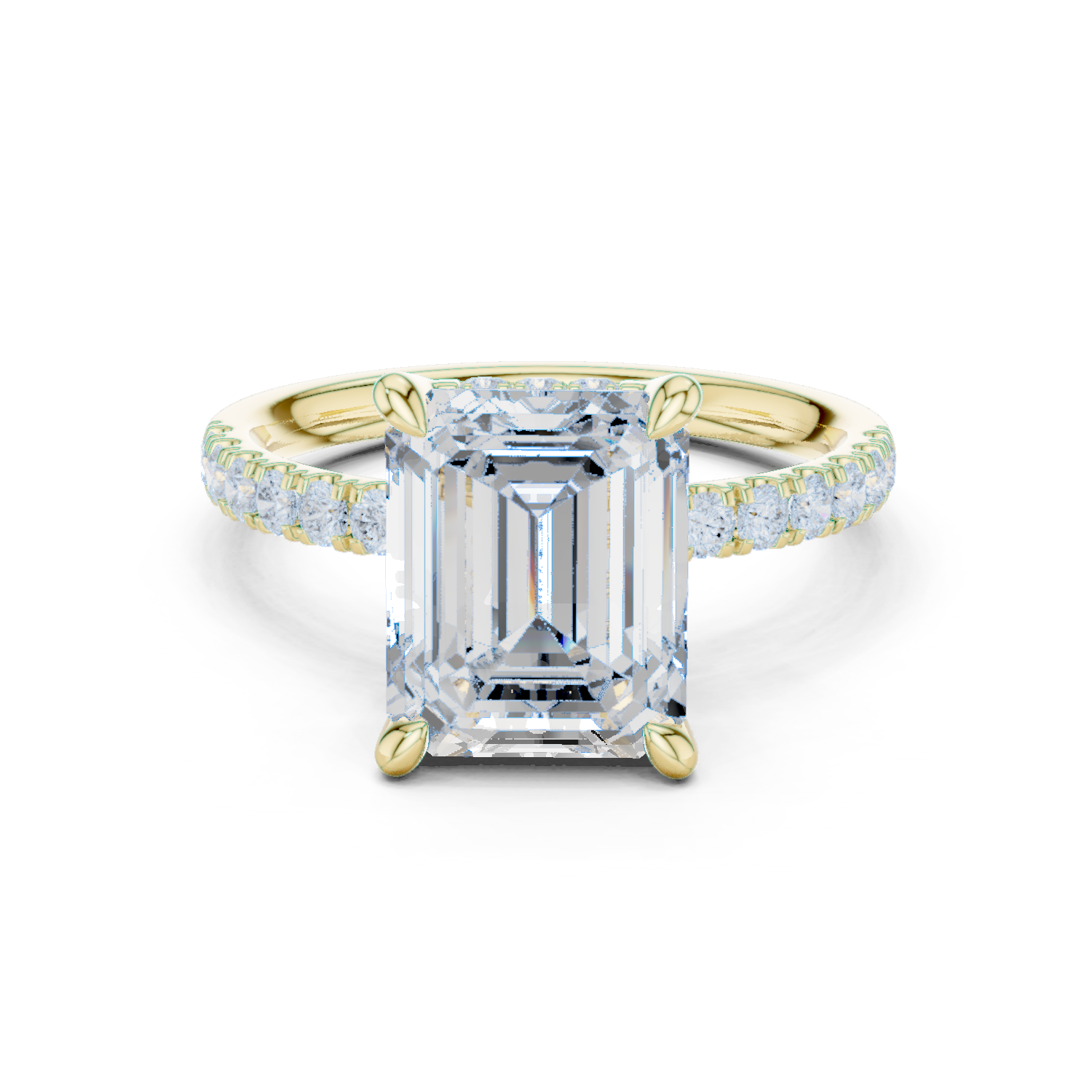 Emerald Cut Hidden Halo Diamond Engagement Ring