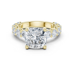 Cushion Cut Eternity Engagement Ring with Double Row Diamond Band