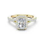 Radiant Cut Halo Engagement Ring with Pavé Diamond Band