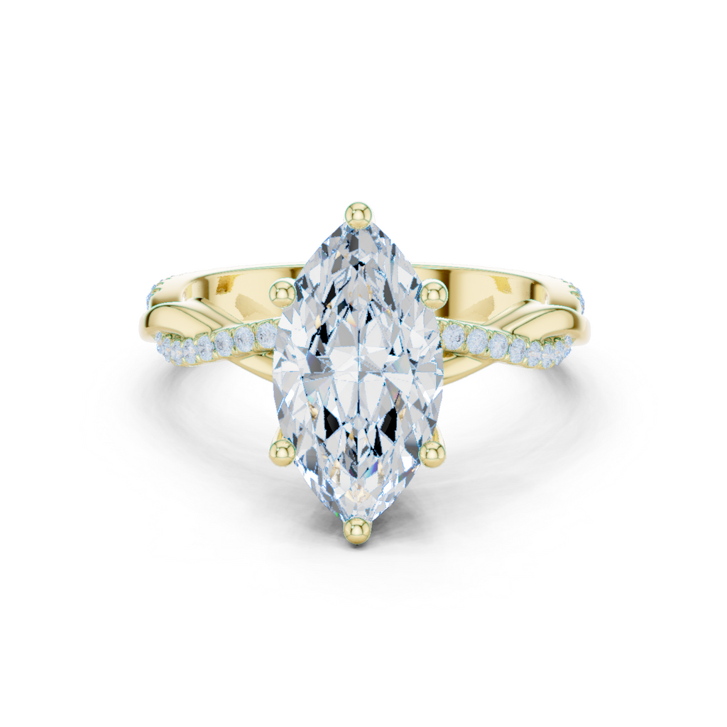 Marquise Cut Twisted Pave Diamond Engagement Ring