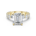 Emerald Cut Eternity Engagement Ring with Double Row Diamond Band
