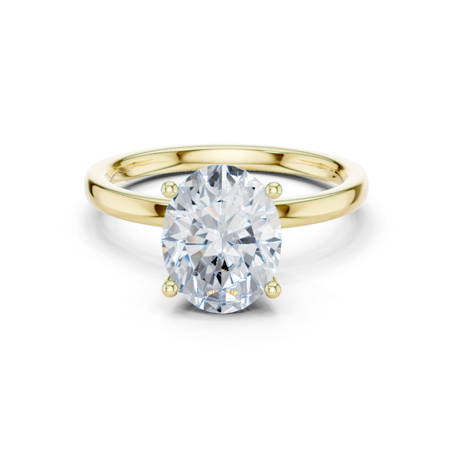 Oval Cut Solitaire Engagement Ring with Hidden Halo Basket