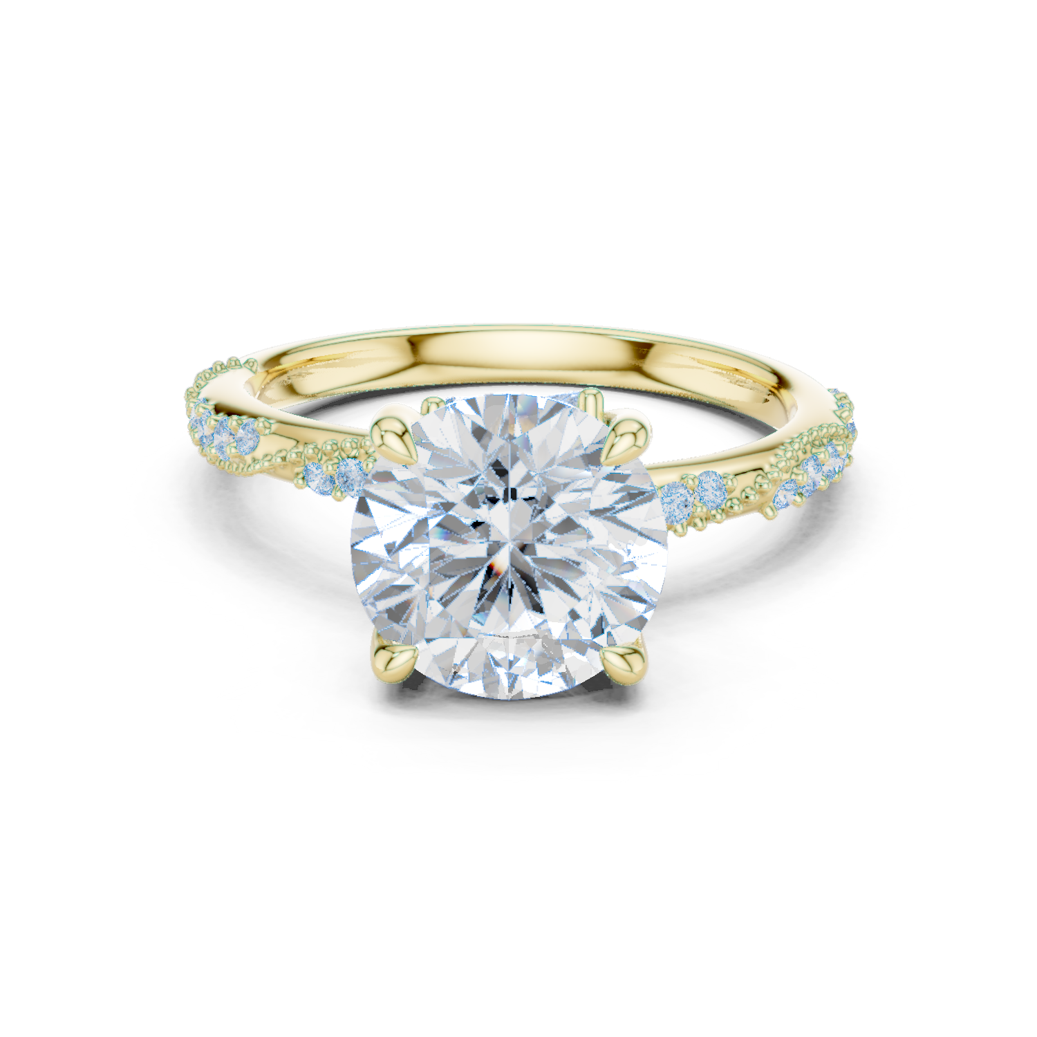 Round Brilliant Diamond Twisted Pavé Engagement Ring