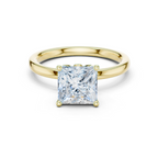 Princess Cut Solitaire Engagement Ring with Hidden Halo Basket